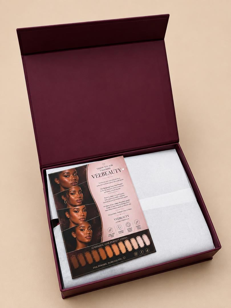 Coffret 12 Poudres Compactes – Burgundy Luxe Edition | Vee Beauty