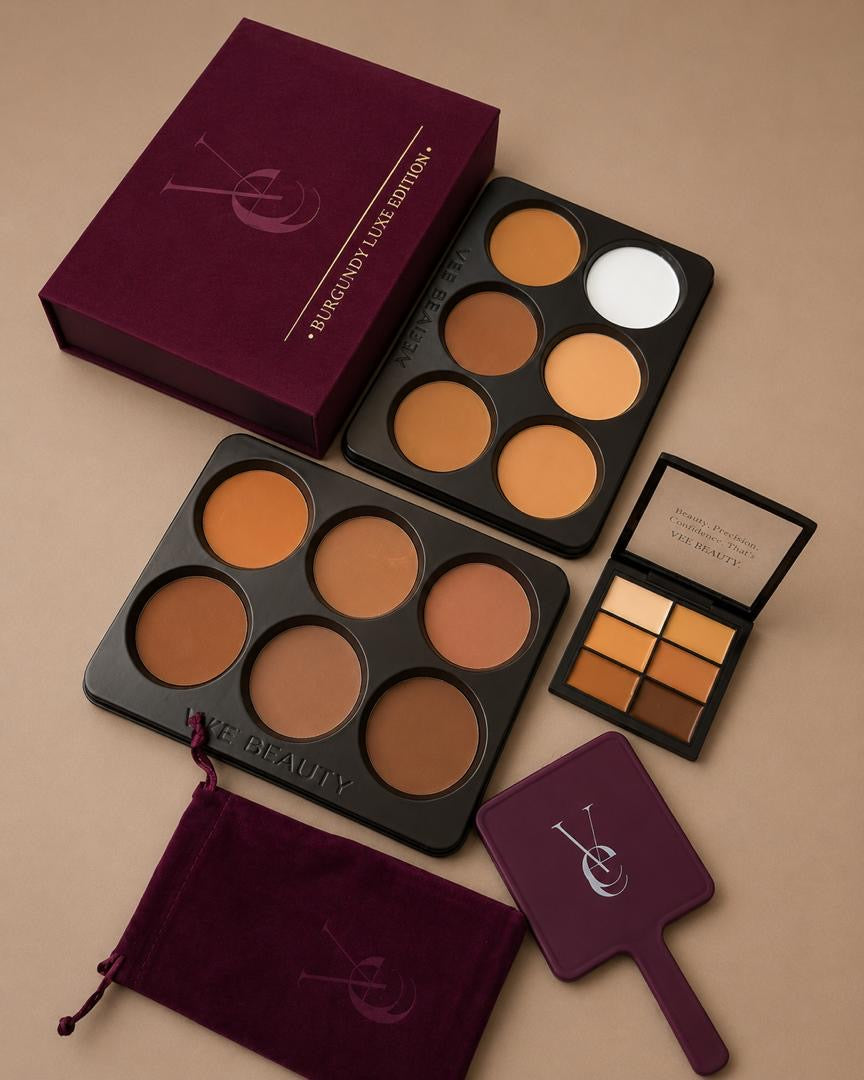 Coffret 12 Poudres Compactes – Burgundy Luxe Edition | Vee Beauty